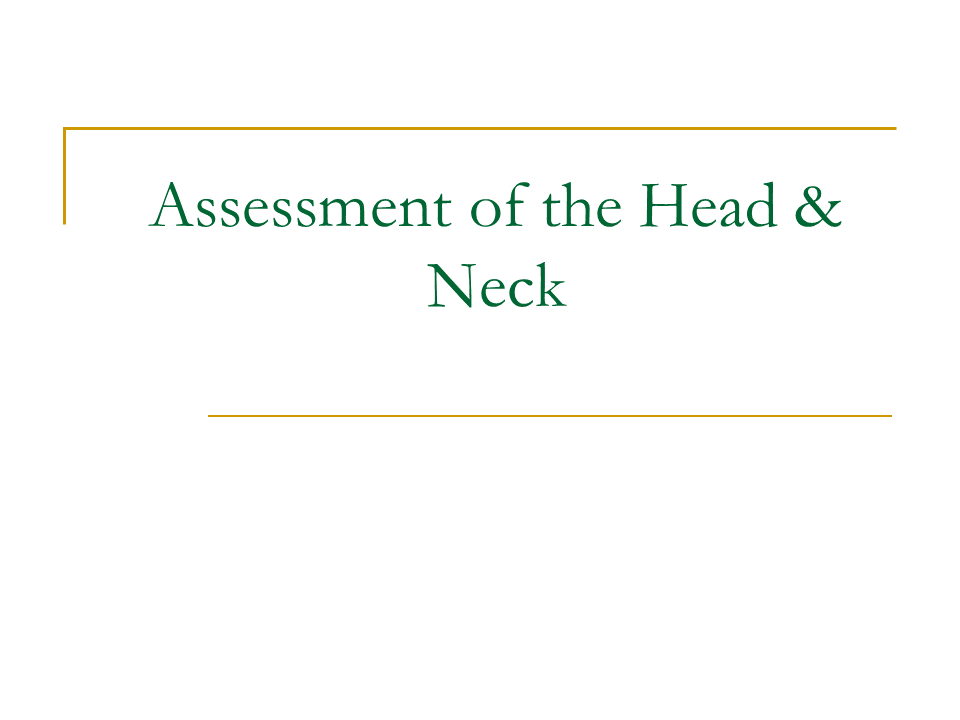 Assessment of the head and the neck
